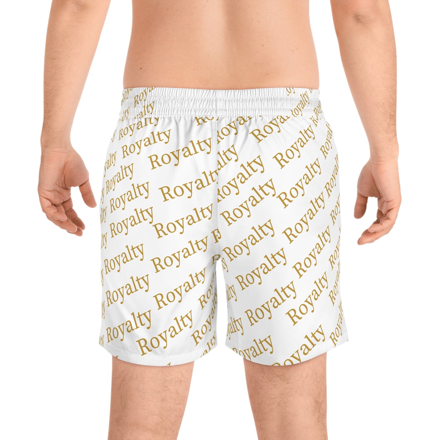 Royalty Print Men's Mid-Length Swim Shorts (white)